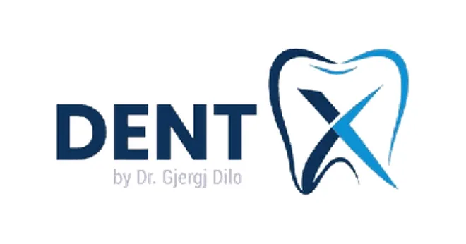 Logo DentX con una X stilizzata su un dente