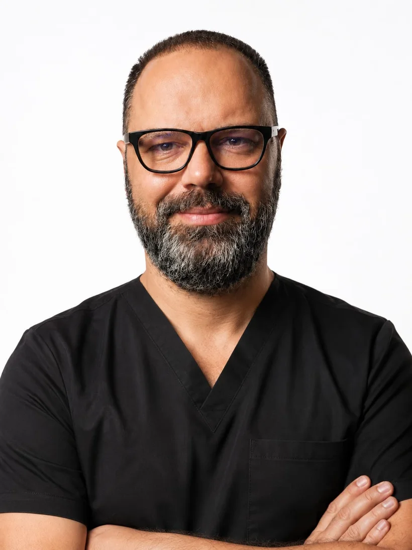 Il Dr. Gjergj Dilo — chirurgo orale e implantologo, DentX Clinic, Tirana